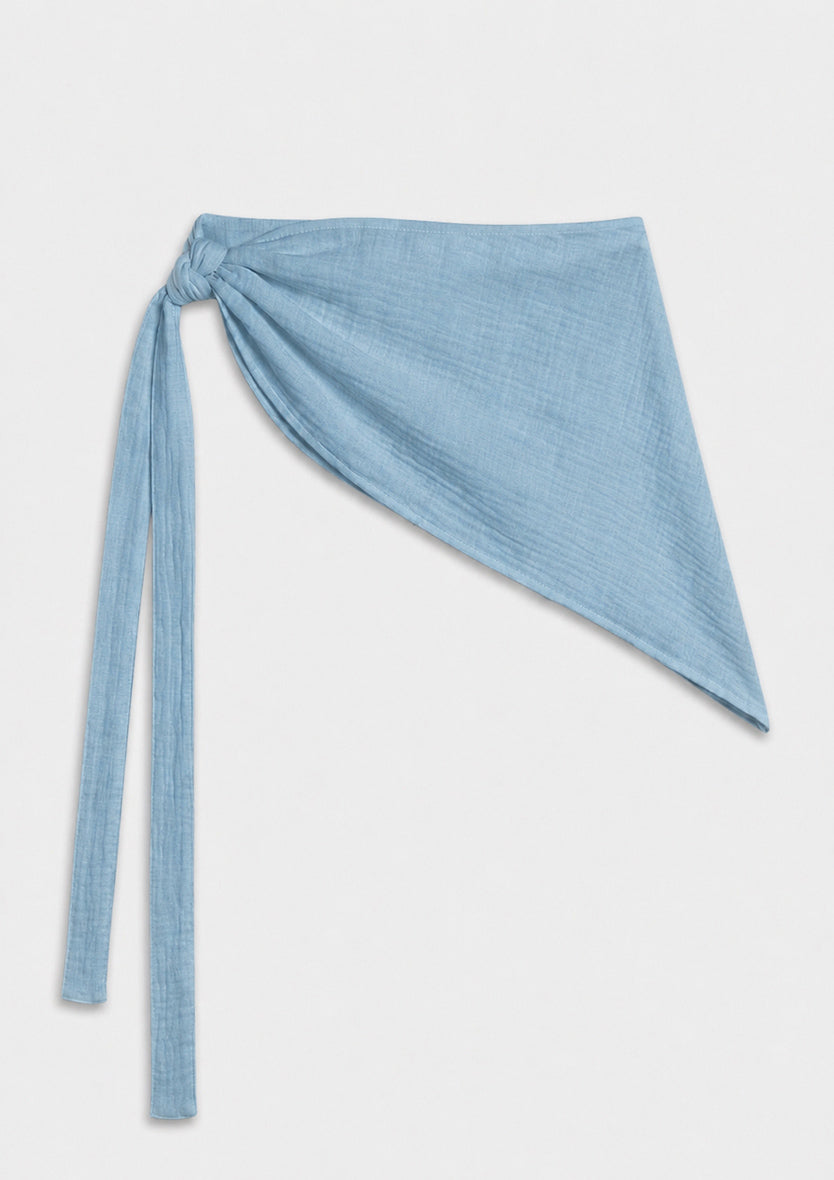 Capri Ruffle Maxi Skirt - Baby Blue Linen Combo