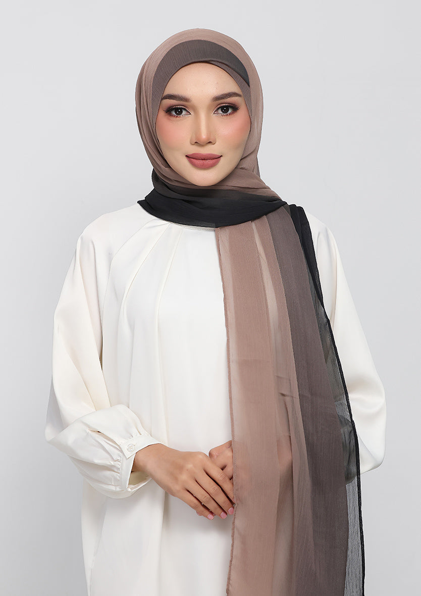 GreigeBlack - Instant Hijab With Inner