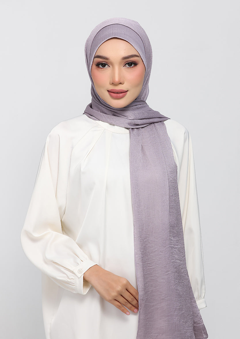 Gull Gray Satin Crinkled - Instant Hijab Set with Inner