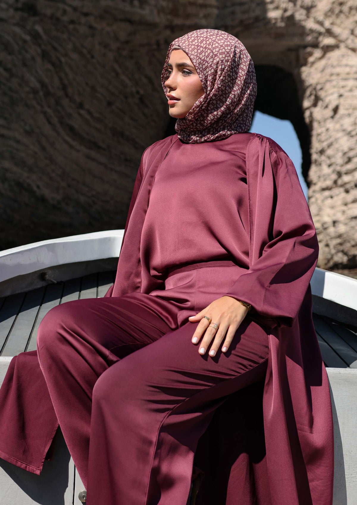 Burgundy - Haya 3 Piece Co-ord Set