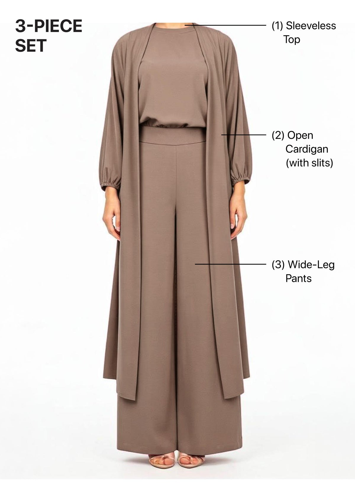 Greige - Haya 3 Piece Co-ord Set