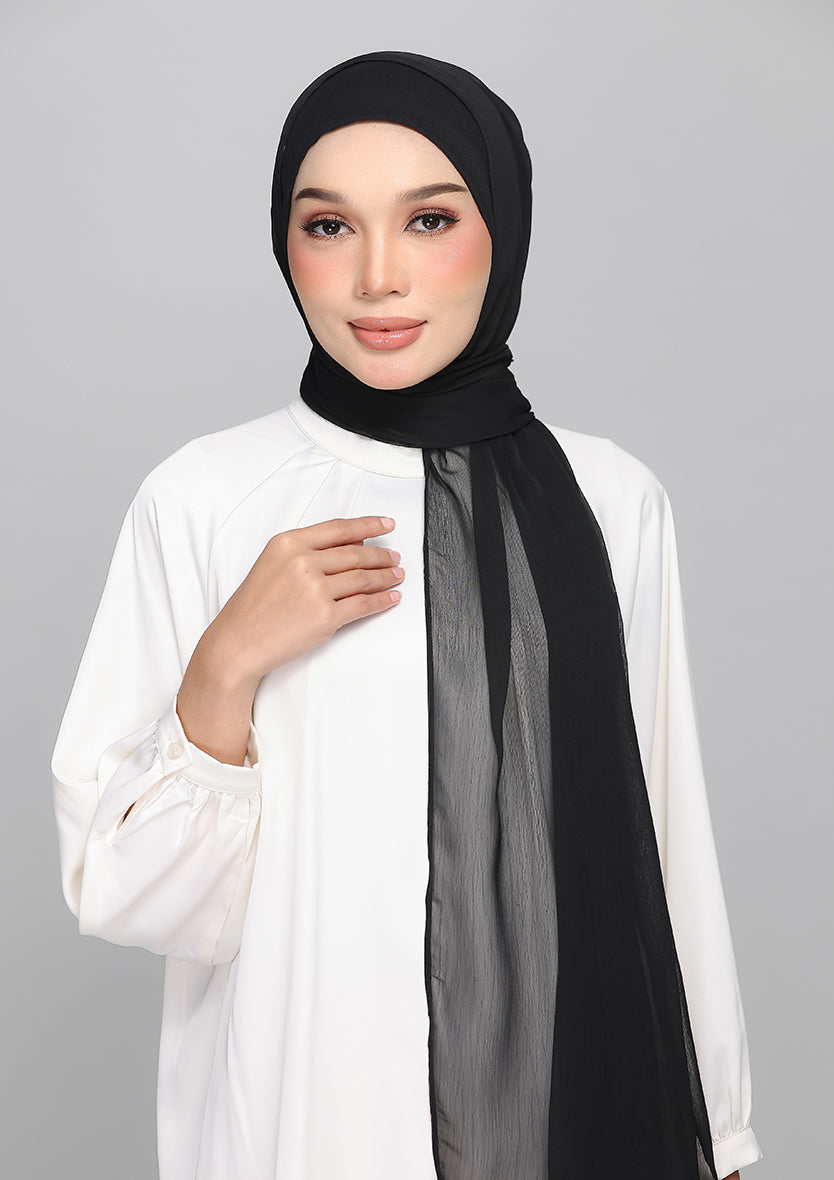 Jet Black - BASICS Plain Lite Chiffon
