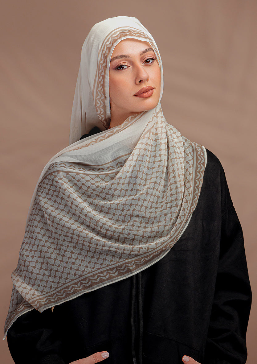 Keffiyeh Beige - Woven Modal Shawl