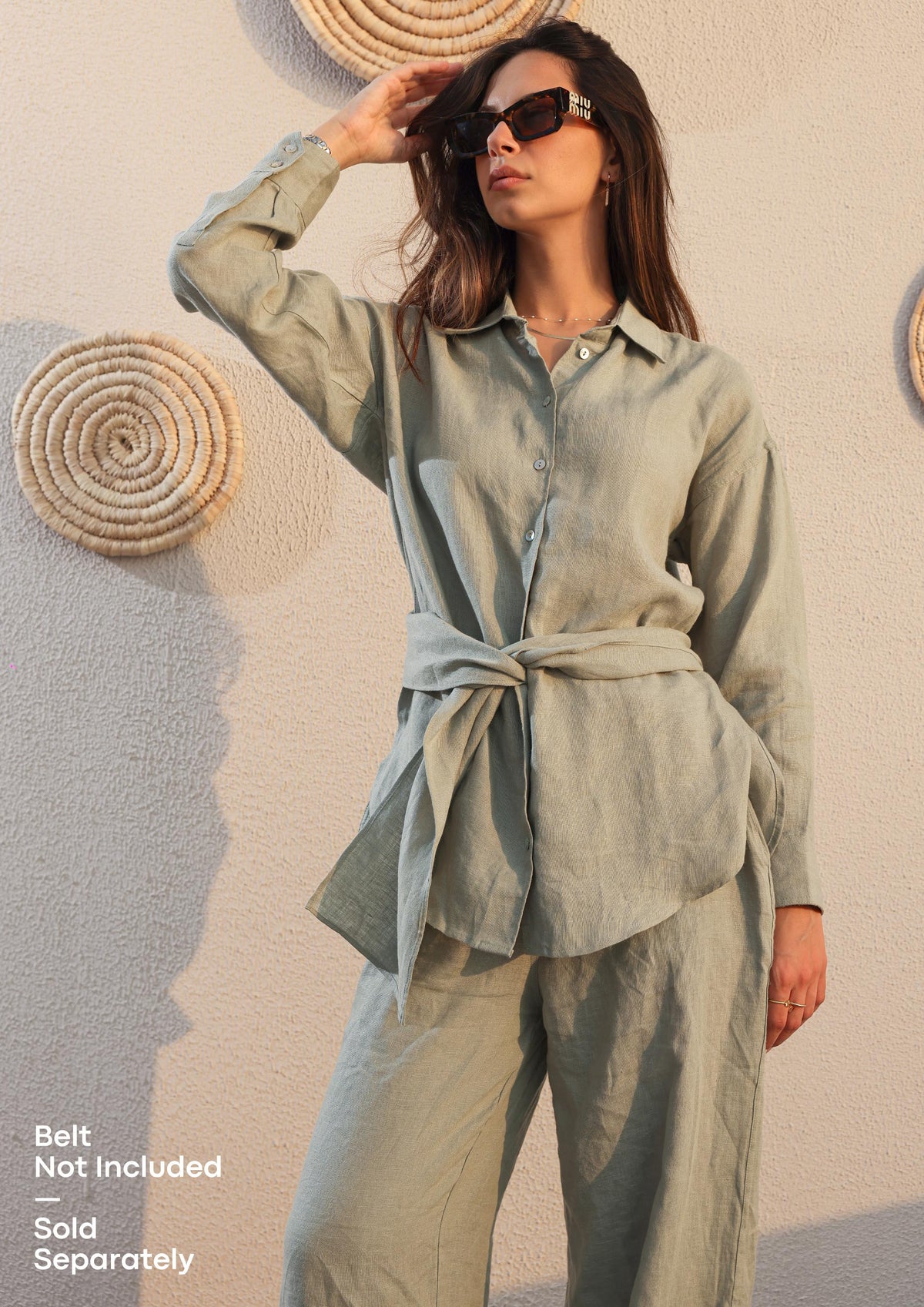 100% Italian Linen Co-ord Set - Sage Green