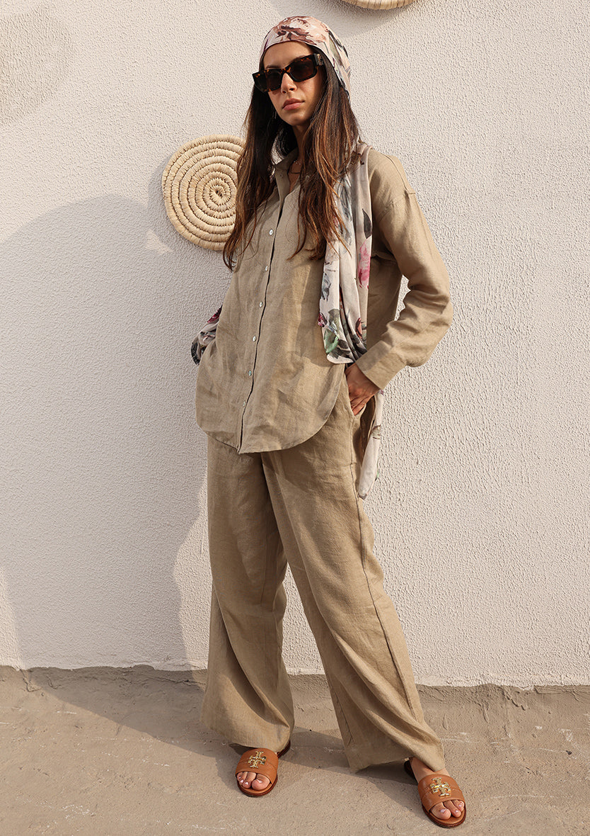 100% Italian Linen Co-ord Set - Olive