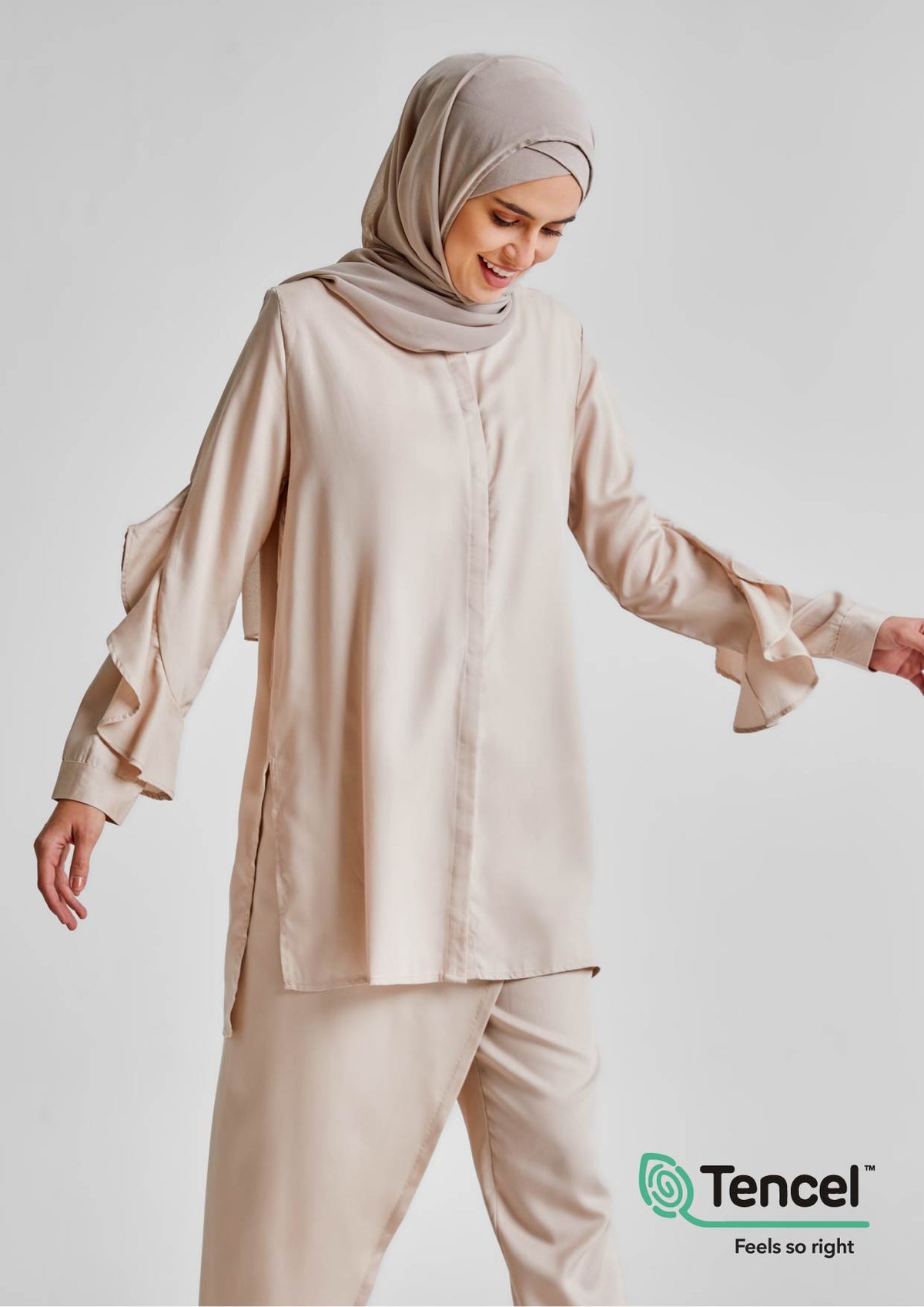 Ruffled Detail Shirt in Tencel™