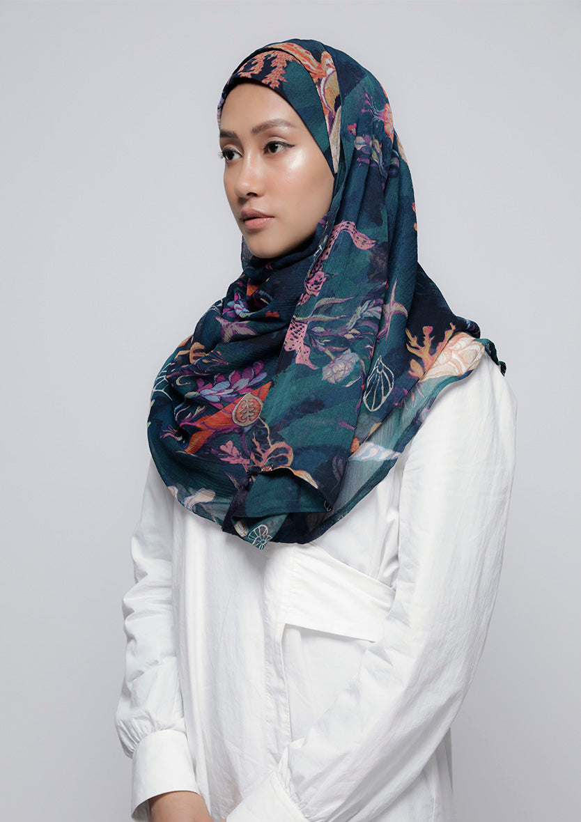 Under The Sea - Printed Crinkled Chiffon