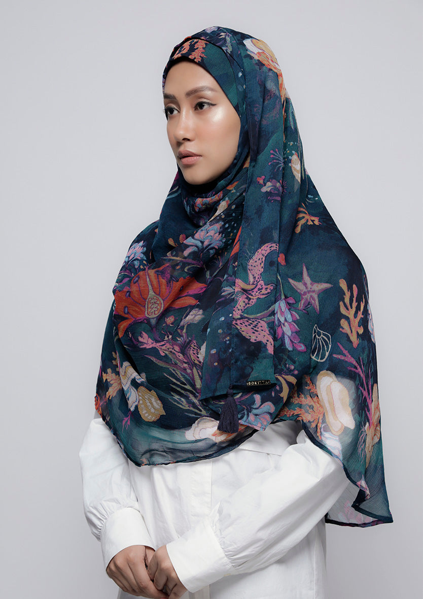 Under The Sea - Printed Crinkled Chiffon