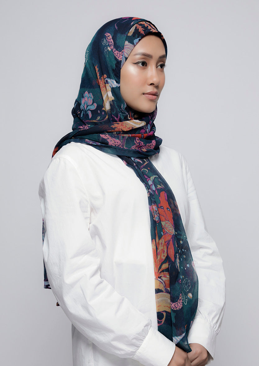 Under The Sea - Printed Crinkled Chiffon