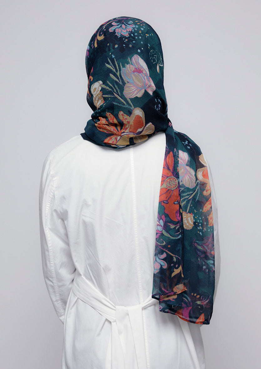Under The Sea - Printed Crinkled Chiffon