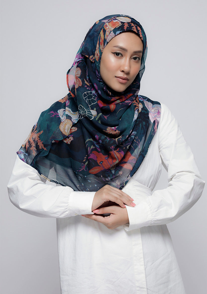 Under The Sea - Printed Crinkled Chiffon