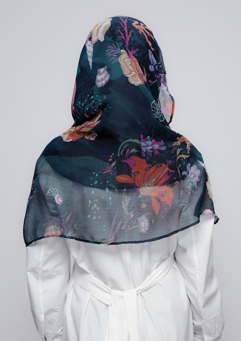 Under The Sea - Printed Crinkled Chiffon