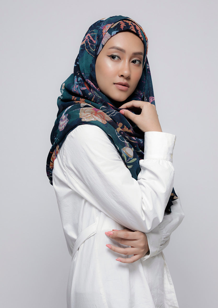 Under The Sea - Printed Crinkled Chiffon
