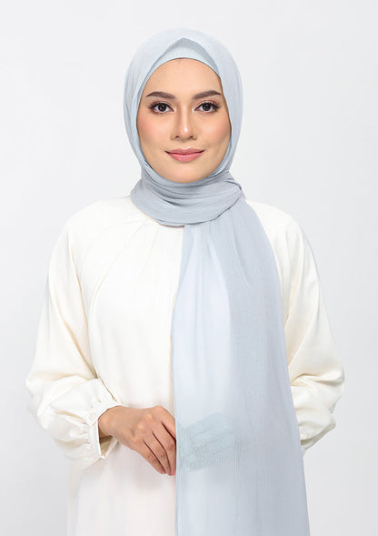 Silver - Plain Crinkled Chiffon