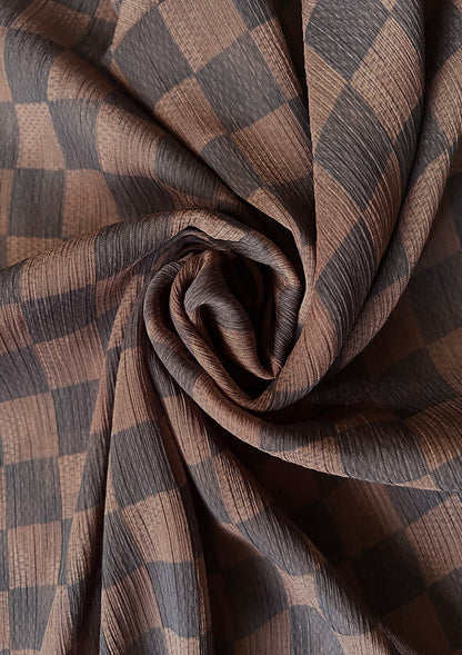 Checkered Brown - Instant Hijab With Inner