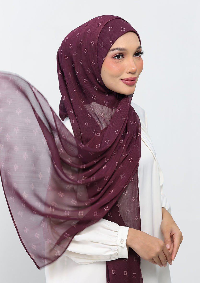 Sparkles Burgundy - Instant Hijab With Inner