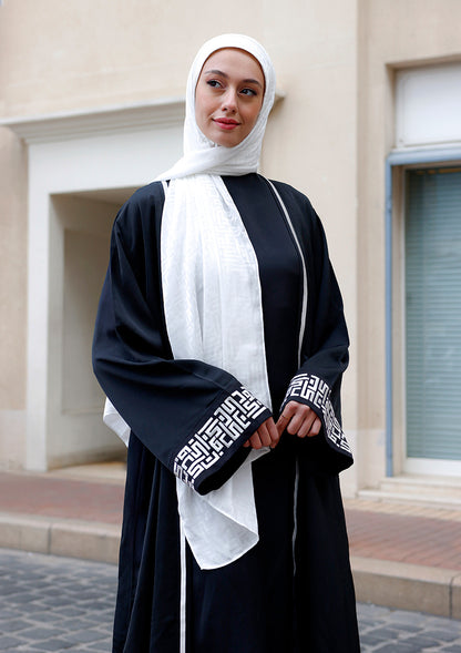 Black Monogram-Abaya Dress Flowy Set