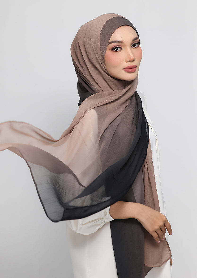 GreigeBlack -  Instant Hijab With Inner