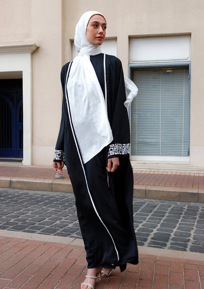 Black Monogram-Abaya Dress Flowy Set