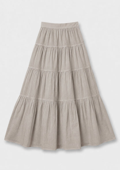 Capri Ruffle Maxi Skirt - Mushroom