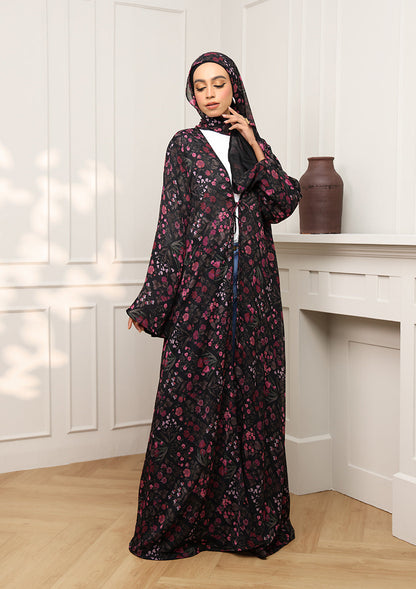 Tie Front Abaya & Shawl Set - Eden Garden