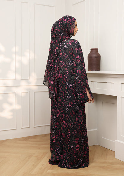 Tie Front Abaya & Shawl Set - Eden Garden