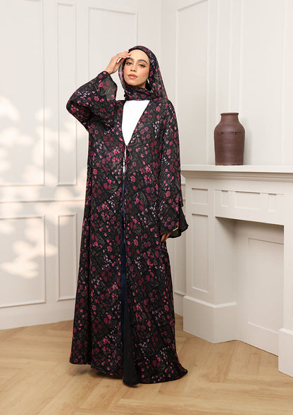 Tie Front Abaya & Shawl Set - Eden Garden