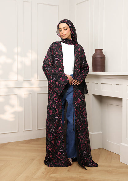 Tie Front Abaya & Shawl Set - Eden Garden
