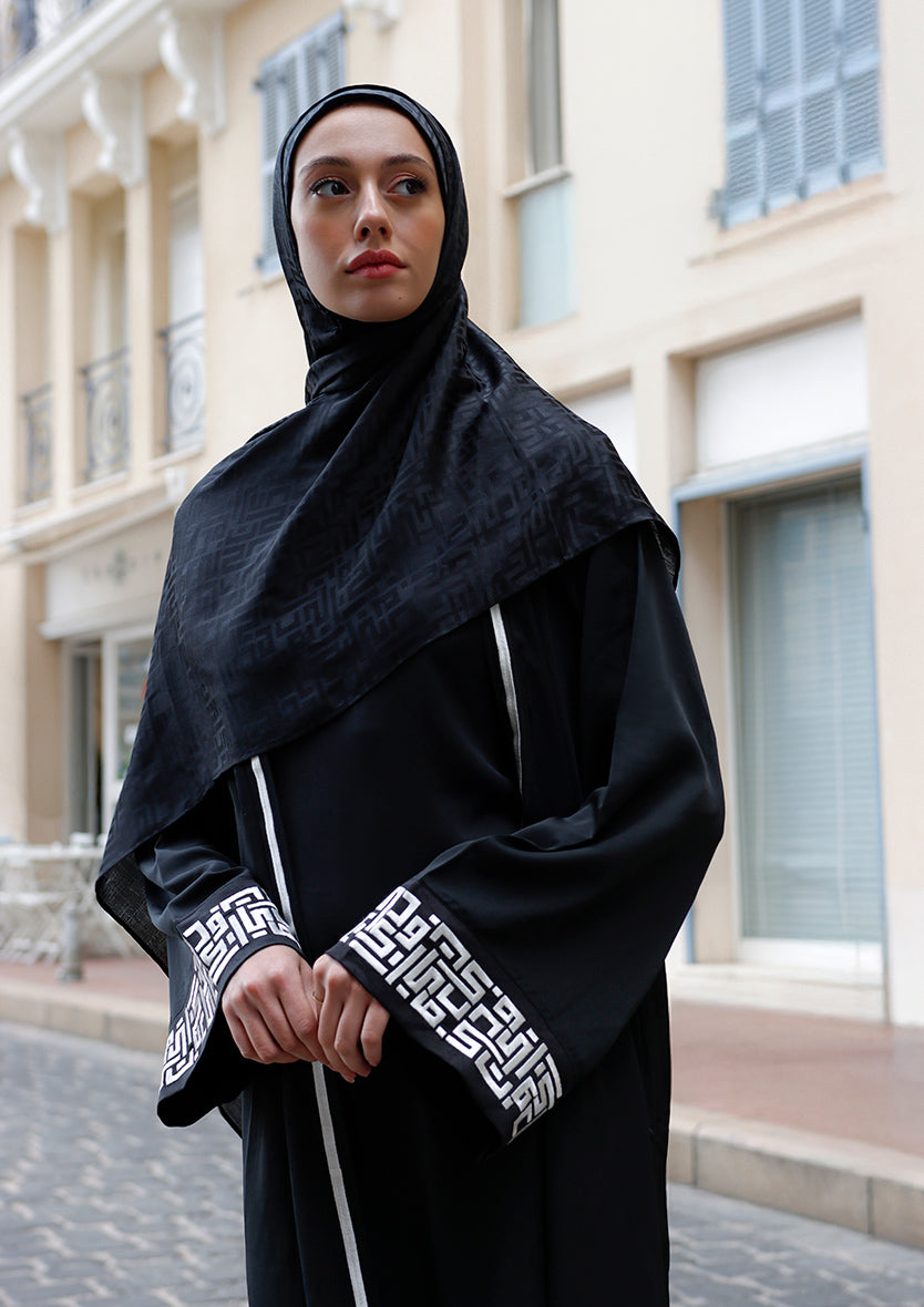 Black Monogram-Abaya Dress Flowy Set
