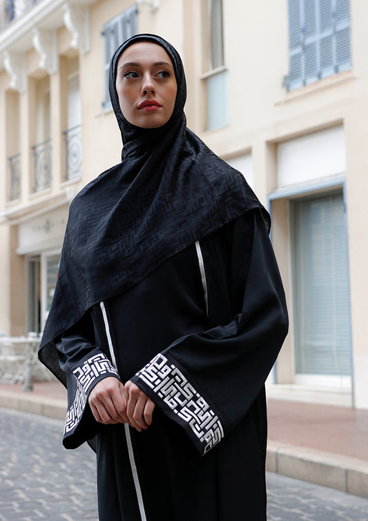 Black Monogram-Abaya Dress Flowy Set
