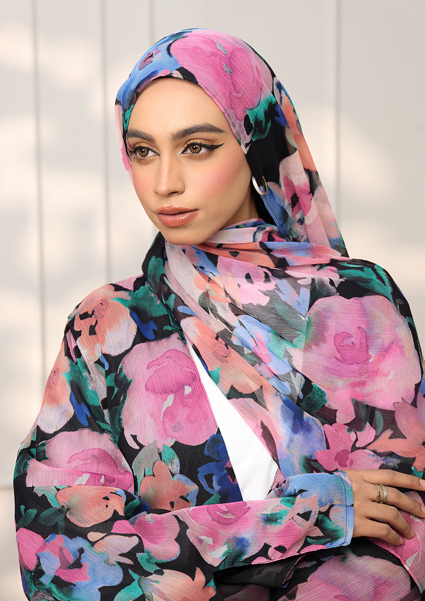 Tie Front Abaya & Shawl Set - Eden Garden
