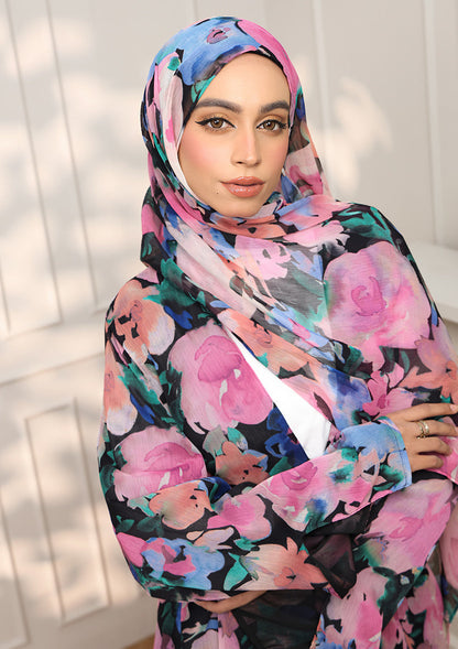 Tie Front Abaya & Shawl Set - Eden Garden