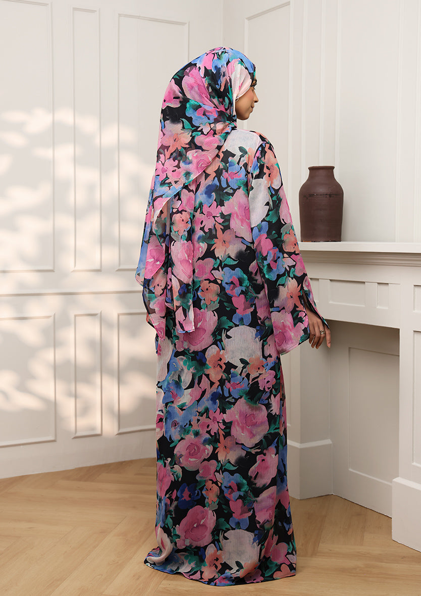Tie Front Abaya & Shawl Set - Eden Garden