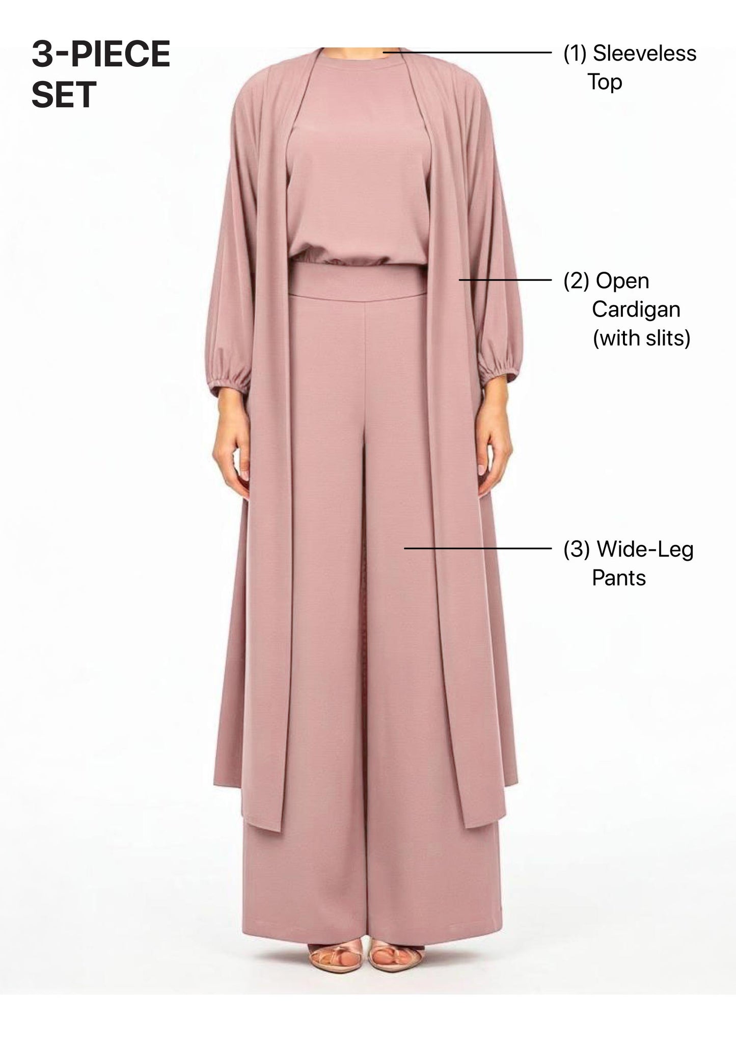 Pink - Haya 3 Piece Co-ord Set