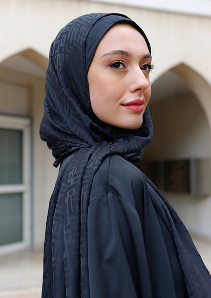 Jacquard Monogram Black - Instant Hijab Set with Inner