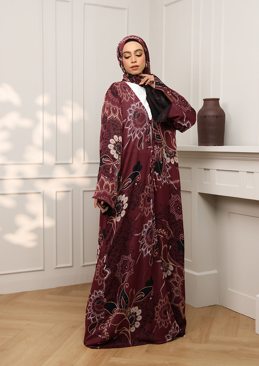 Tie Front Abaya & Shawl Set - Eden Garden