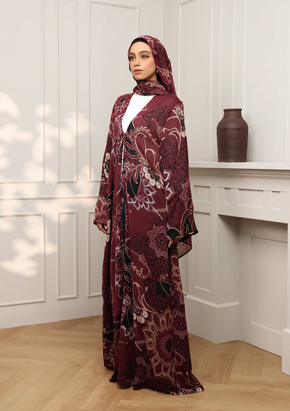 Tie Front Abaya & Shawl Set - Eden Garden