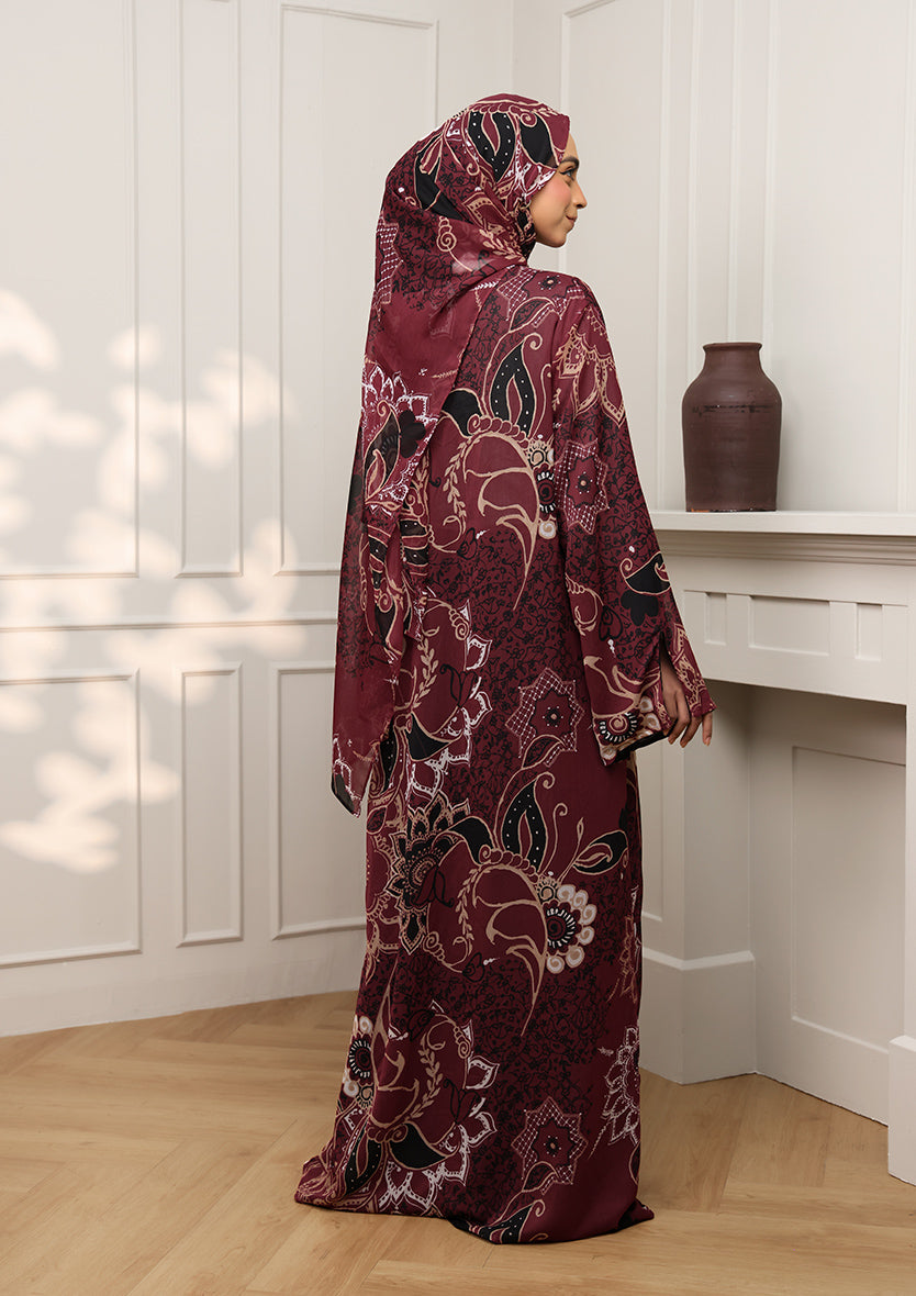 Tie Front Abaya & Shawl Set - Eden Garden
