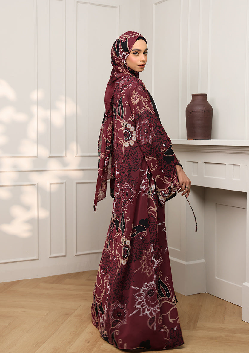 Tie Front Abaya & Shawl Set - Eden Garden
