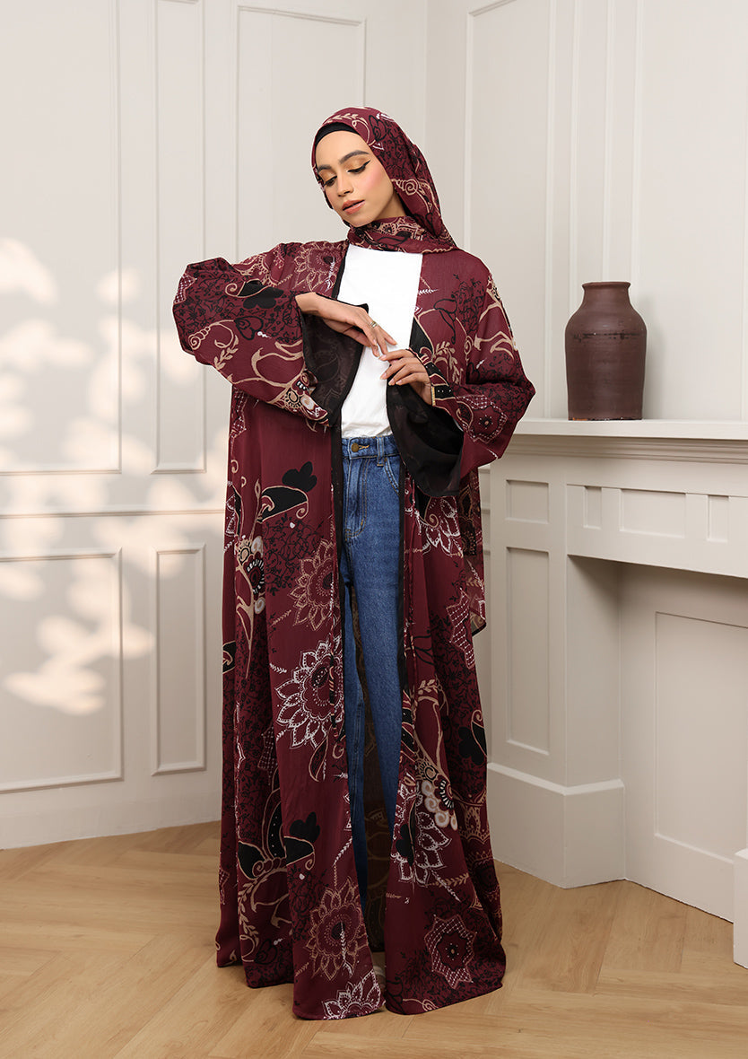 Tie Front Abaya & Shawl Set - Eden Garden