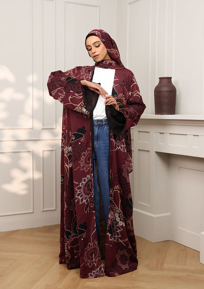 Tie Front Abaya & Shawl Set - Eden Garden