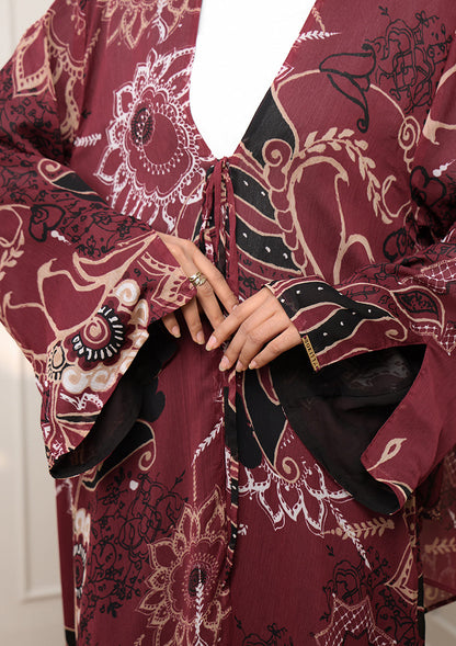 Tie Front Abaya & Shawl Set - Eden Garden