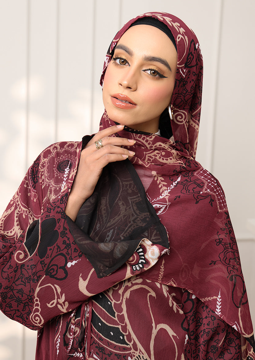 Tie Front Abaya & Shawl Set - Eden Garden