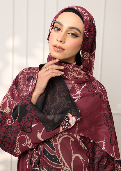 Tie Front Abaya & Shawl Set - Eden Garden