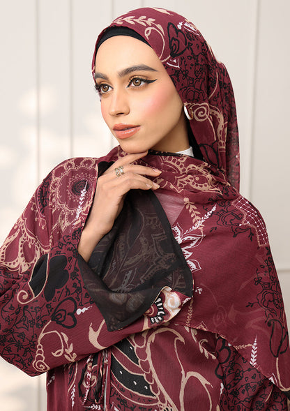 Tie Front Abaya & Shawl Set - Eden Garden