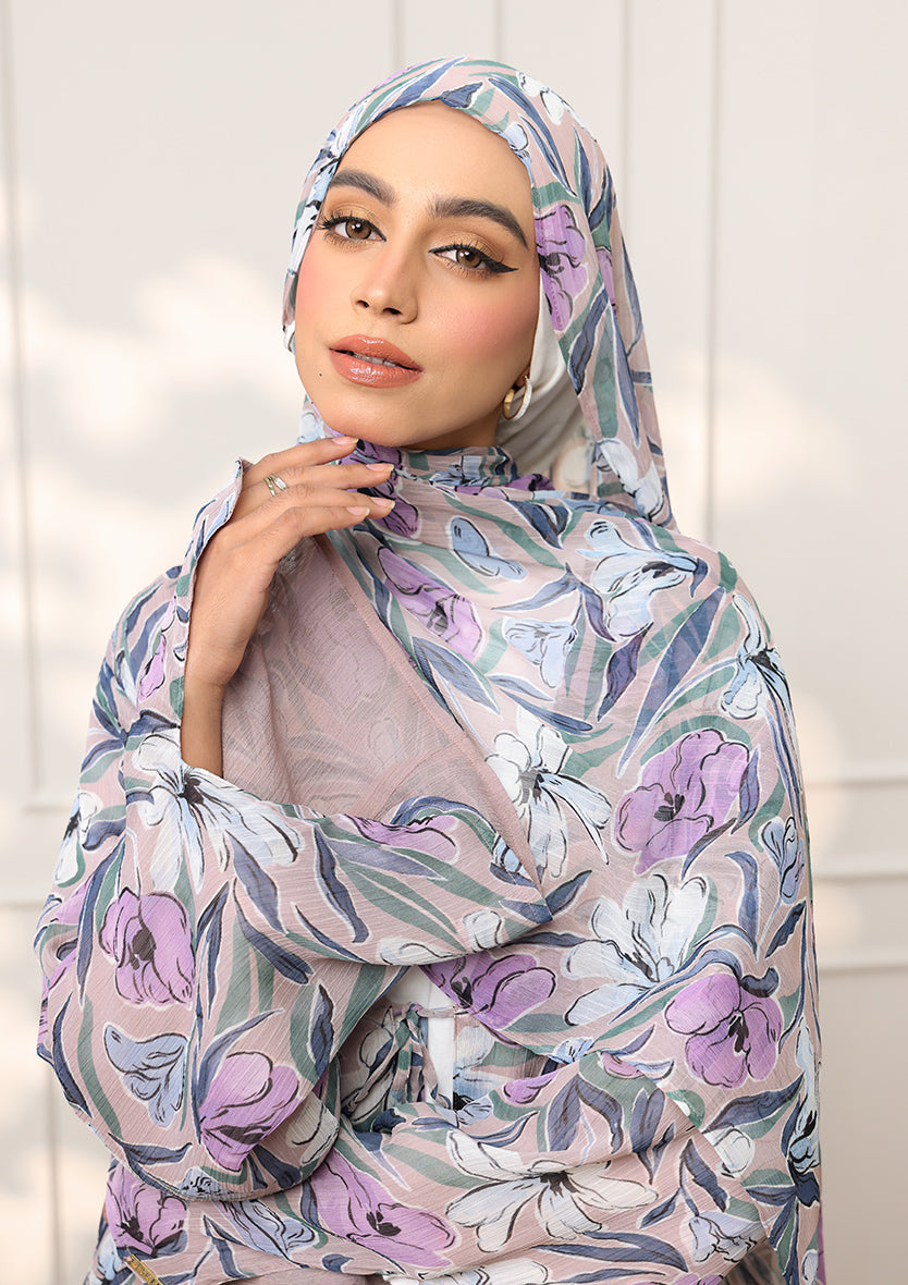 Tie Front Abaya & Shawl Set - Eden Garden