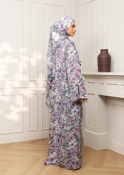 Tie Front Abaya & Shawl Set - Eden Garden