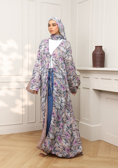 Tie Front Abaya & Shawl Set - Eden Garden