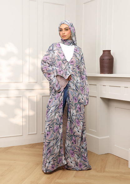 Tie Front Abaya & Shawl Set - Eden Garden