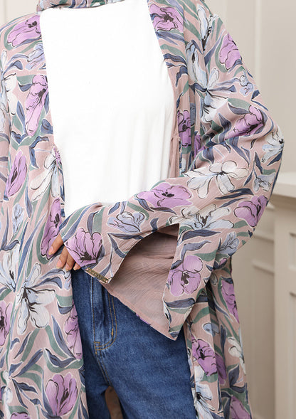 Tie Front Abaya & Shawl Set - Eden Garden